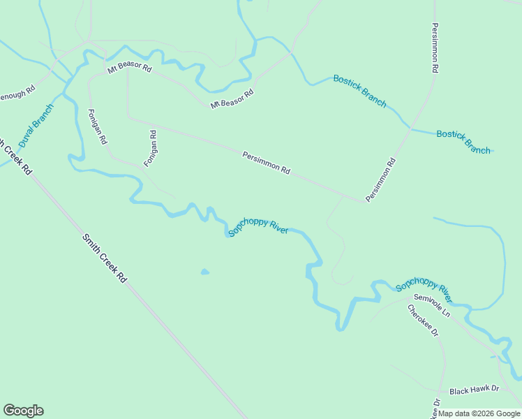 map of restaurants, bars, coffee shops, grocery stores, and more near 205 Persimmon Road in Sopchoppy
