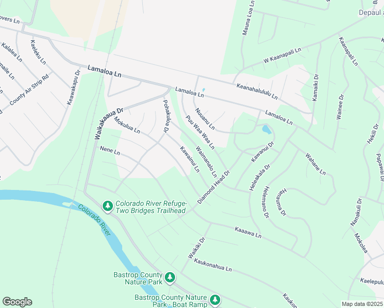 map of restaurants, bars, coffee shops, grocery stores, and more near 149 Waimanalo Lane in Bastrop