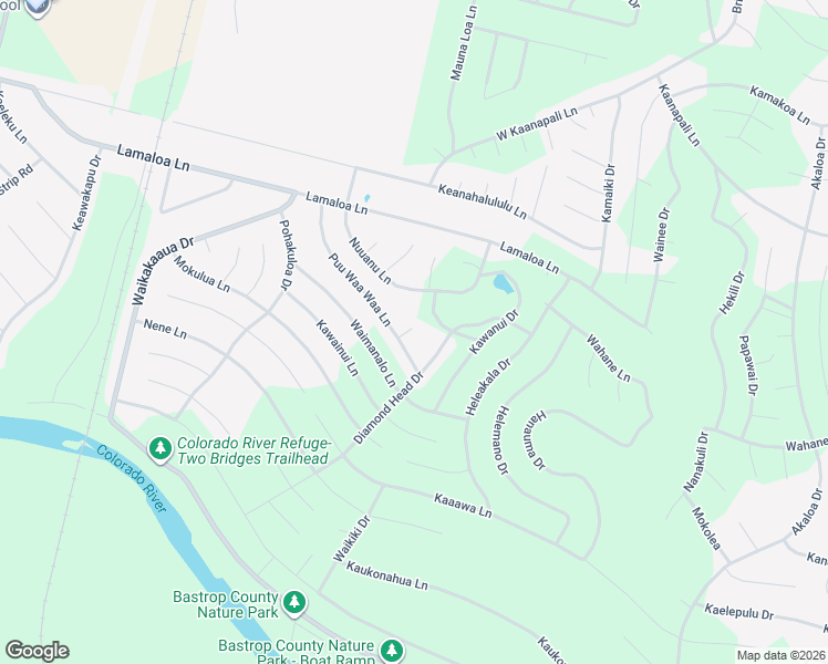 map of restaurants, bars, coffee shops, grocery stores, and more near 180 Puu Waa Waa Lane in Bastrop