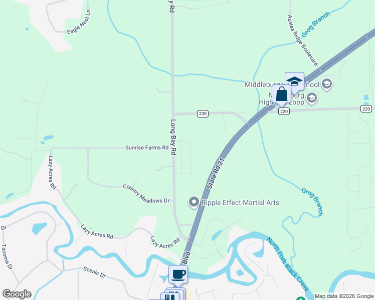 map of restaurants, bars, coffee shops, grocery stores, and more near 1854 Long Bay Road in Middleburg