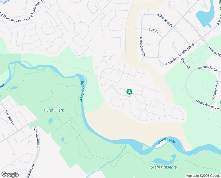 map of restaurants, bars, coffee shops, grocery stores, and more near 4406 Field Tree Drive in The Woodlands