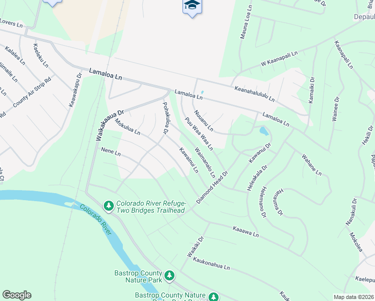 map of restaurants, bars, coffee shops, grocery stores, and more near 182 Mokulua in Bastrop