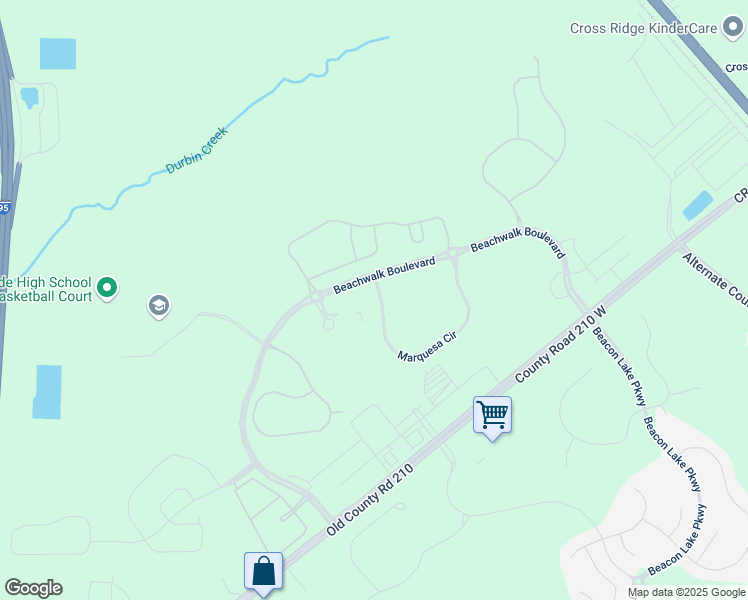 map of restaurants, bars, coffee shops, grocery stores, and more near 106 County Road 210 in Saint Johns