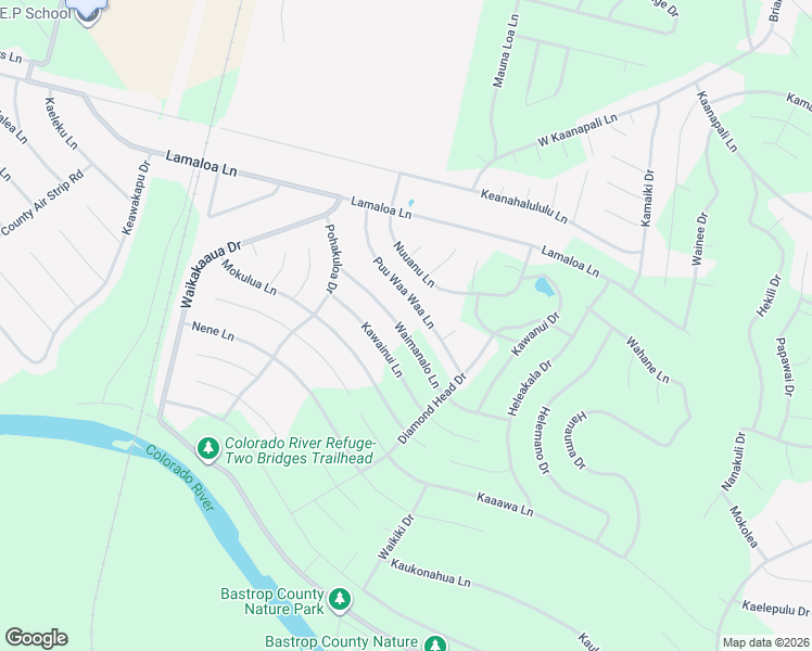 map of restaurants, bars, coffee shops, grocery stores, and more near 148 Puu Waa Waa Lane in Bastrop