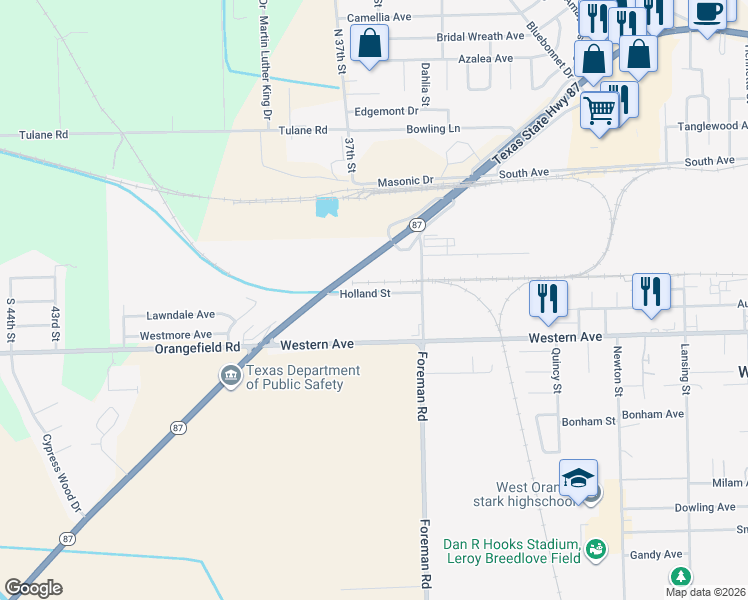 map of restaurants, bars, coffee shops, grocery stores, and more near 903 Foreman Road in West Orange