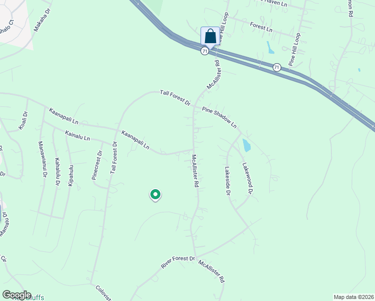 map of restaurants, bars, coffee shops, grocery stores, and more near 198 McAllister Road in Bastrop