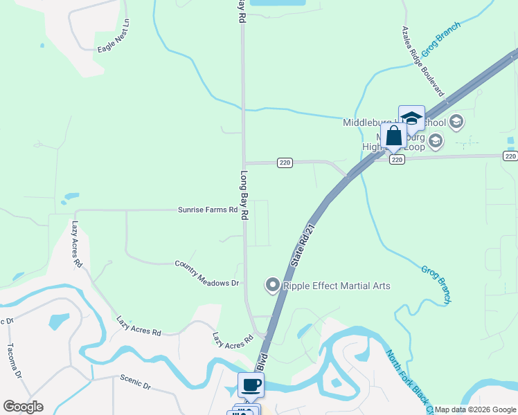 map of restaurants, bars, coffee shops, grocery stores, and more near 1791-1849 County Road 220A in Middleburg