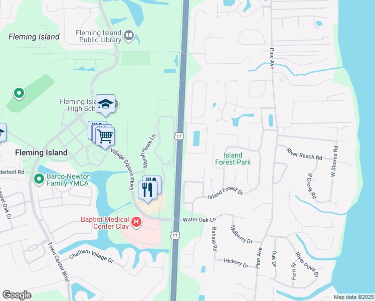 map of restaurants, bars, coffee shops, grocery stores, and more near 1880 Copper Stone Drive in Fleming Island