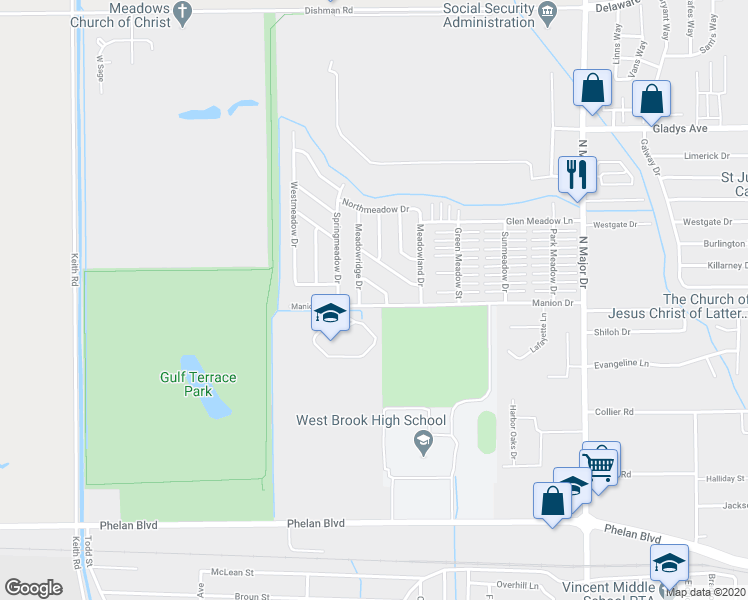 map of restaurants, bars, coffee shops, grocery stores, and more near 9450 Manion Drive in Beaumont
