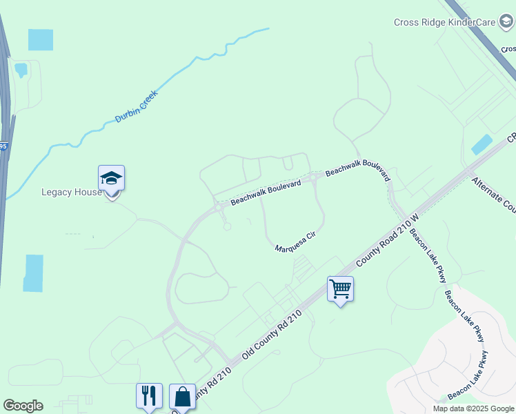 map of restaurants, bars, coffee shops, grocery stores, and more near 106 County Road 210 in Saint Johns