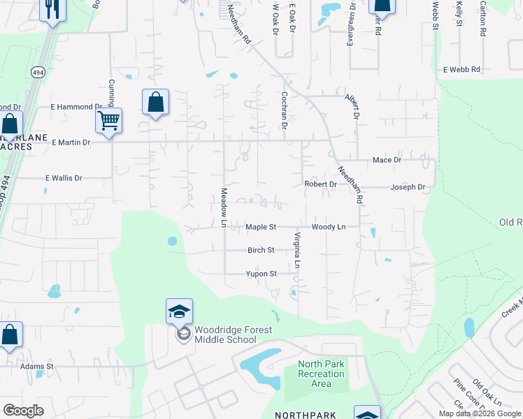 map of restaurants, bars, coffee shops, grocery stores, and more near 22937 Jade Street in Porter