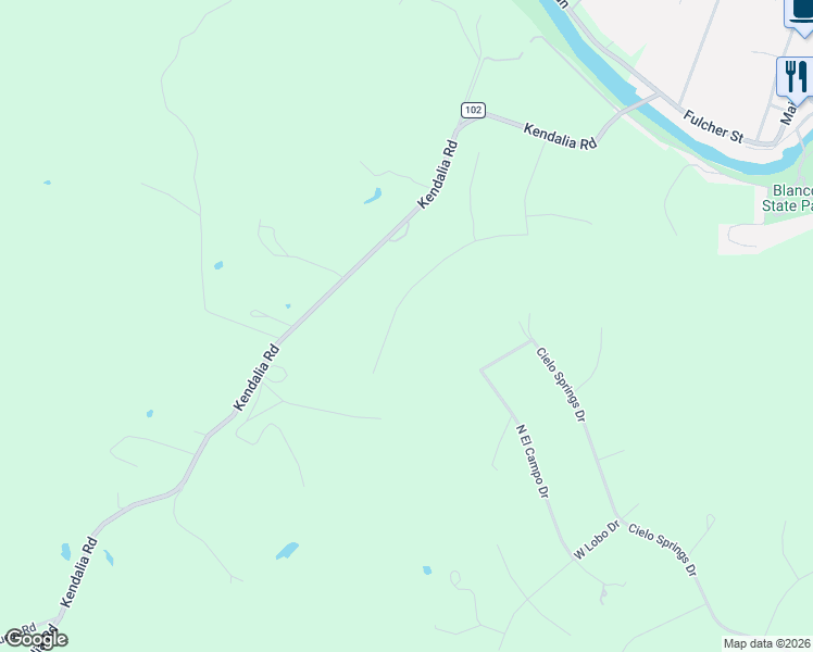 map of restaurants, bars, coffee shops, grocery stores, and more near la Luna Drive in Blanco