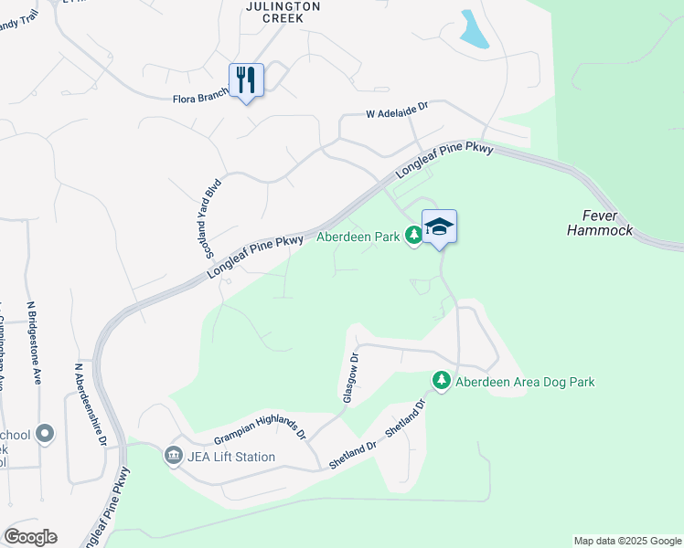 map of restaurants, bars, coffee shops, grocery stores, and more near 101 Brannan Place in Saint Johns