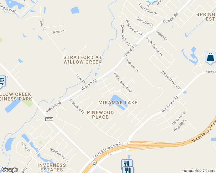 map of restaurants, bars, coffee shops, grocery stores, and more near 8231 Point Pendleton Drive in Tomball