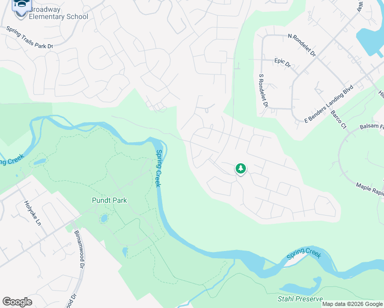 map of restaurants, bars, coffee shops, grocery stores, and more near Rocky Heights Drive in Spring