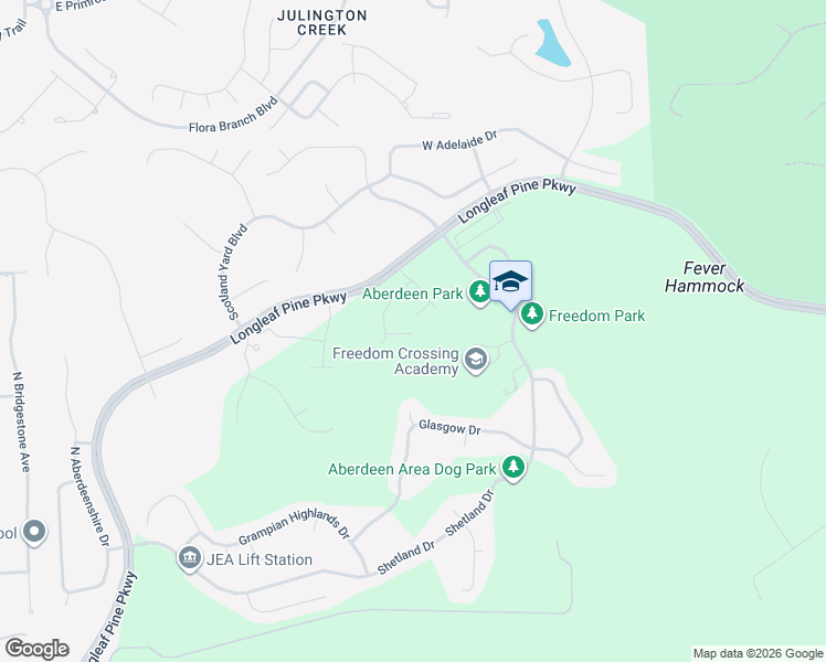 map of restaurants, bars, coffee shops, grocery stores, and more near Brannan Place in Saint Johns