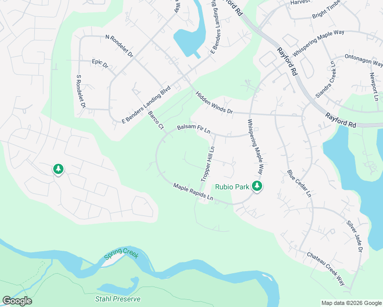 map of restaurants, bars, coffee shops, grocery stores, and more near 4111 Angling Lane in Spring