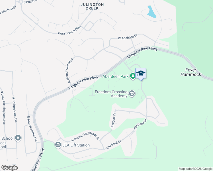 map of restaurants, bars, coffee shops, grocery stores, and more near 102 Larkin Place in Saint Johns