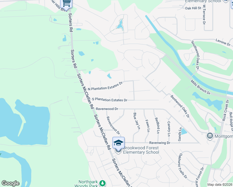 map of restaurants, bars, coffee shops, grocery stores, and more near 19826 North Plantation Estates Drive in Porter