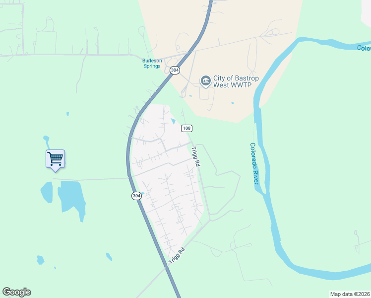 map of restaurants, bars, coffee shops, grocery stores, and more near 157 Spring Meadow Road in Bastrop