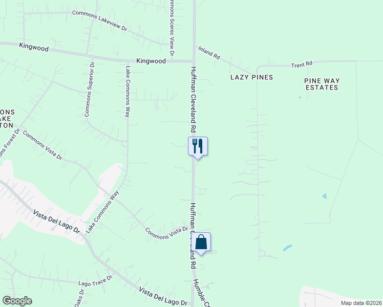map of restaurants, bars, coffee shops, grocery stores, and more near 29720 Farm to Market 2100 in Huffman