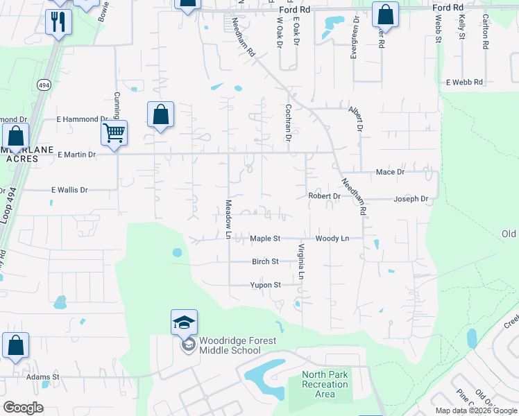 map of restaurants, bars, coffee shops, grocery stores, and more near 22937 Jade Street in Porter