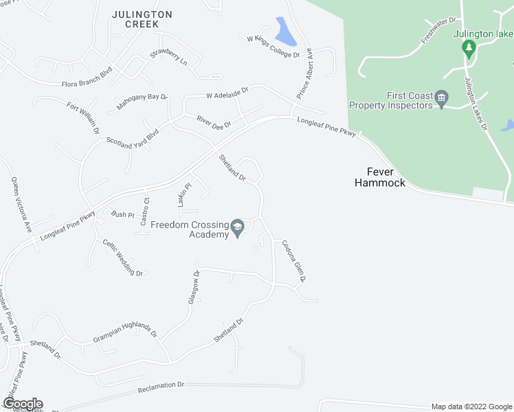 map of restaurants, bars, coffee shops, grocery stores, and more near 1401 Shetland Drive in Saint Johns