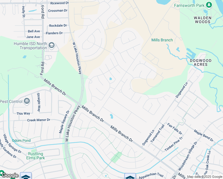 map of restaurants, bars, coffee shops, grocery stores, and more near 5830 Banfield Canyon Lane in Houston