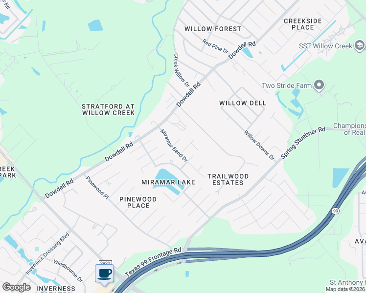 map of restaurants, bars, coffee shops, grocery stores, and more near 8131 Sutton Crest Drive in Tomball