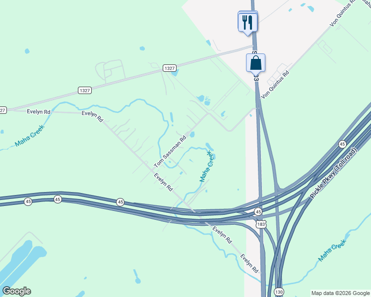 map of restaurants, bars, coffee shops, grocery stores, and more near 11223 Tom Sassman Road in Austin