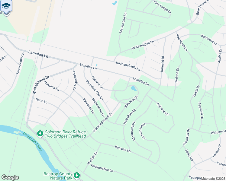 map of restaurants, bars, coffee shops, grocery stores, and more near 189 Nuuanu Lane in Bastrop