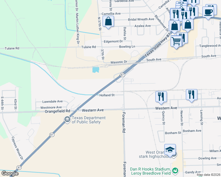 map of restaurants, bars, coffee shops, grocery stores, and more near 903 Foreman Road in West Orange