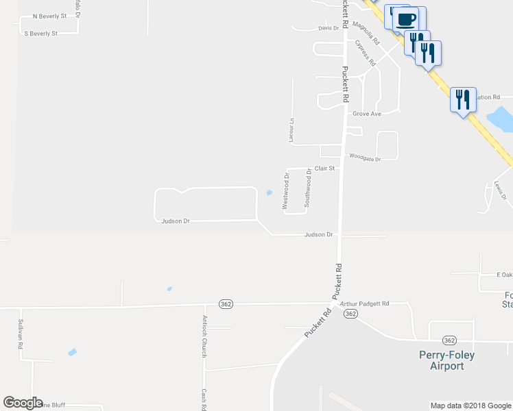 map of restaurants, bars, coffee shops, grocery stores, and more near 502 Judson Drive in Perry