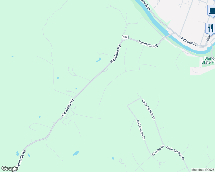map of restaurants, bars, coffee shops, grocery stores, and more near la Luna Drive in Blanco