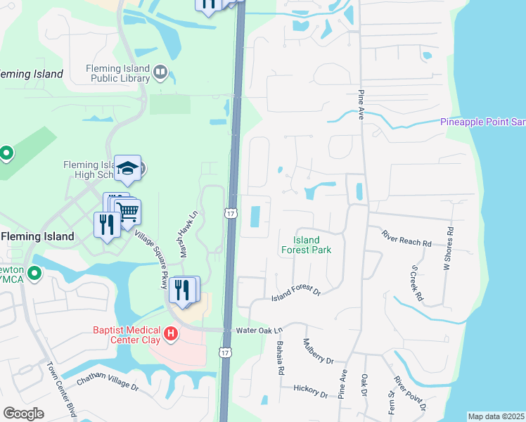 map of restaurants, bars, coffee shops, grocery stores, and more near 1830 Copper Stone Drive in Fleming Island