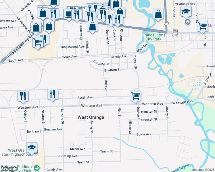 map of restaurants, bars, coffee shops, grocery stores, and more near 2319 Hilton Avenue in West Orange