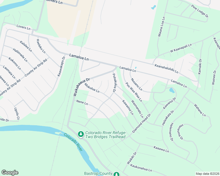 map of restaurants, bars, coffee shops, grocery stores, and more near 115 Waimalu Court in Bastrop