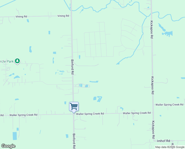 map of restaurants, bars, coffee shops, grocery stores, and more near 21410 Binford Road in Waller