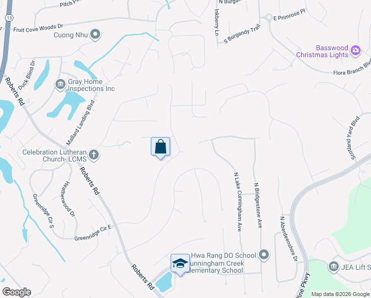 map of restaurants, bars, coffee shops, grocery stores, and more near 228 Ivy Lakes Drive in Jacksonville
