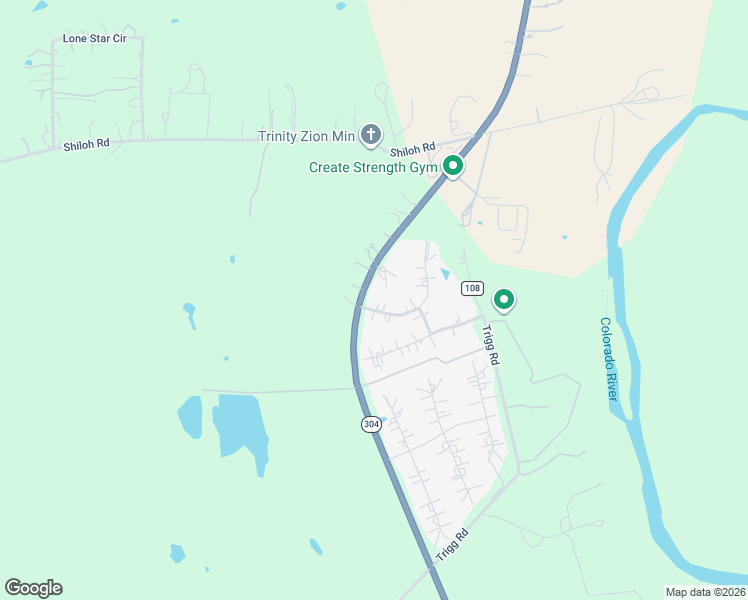 map of restaurants, bars, coffee shops, grocery stores, and more near 454 Texas 304 in Bastrop