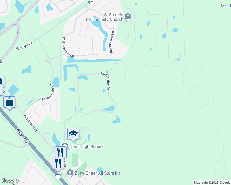 map of restaurants, bars, coffee shops, grocery stores, and more near 10680 Quail Ridge Drive in Ponte Vedra Beach