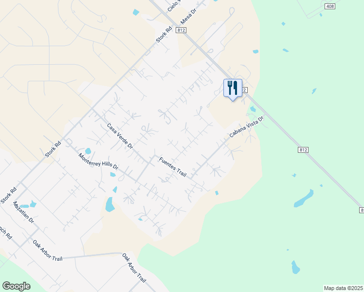 map of restaurants, bars, coffee shops, grocery stores, and more near 102 Del Mar Court in Del Valle