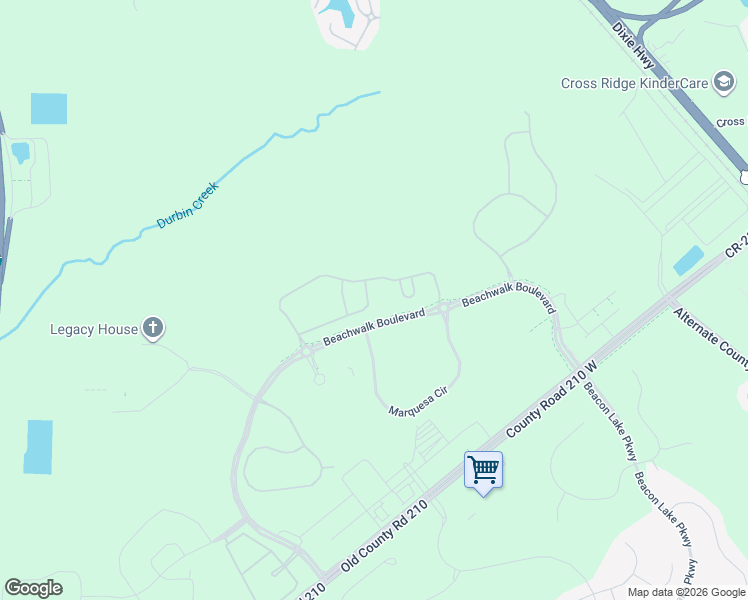 map of restaurants, bars, coffee shops, grocery stores, and more near 218 Waterline Drive in Saint Johns