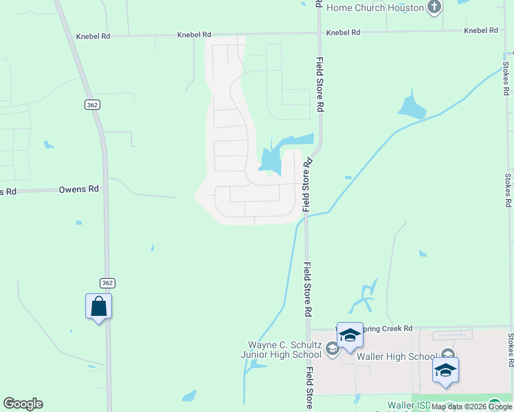 map of restaurants, bars, coffee shops, grocery stores, and more near 32239 Cedar Crest Drive in Waller