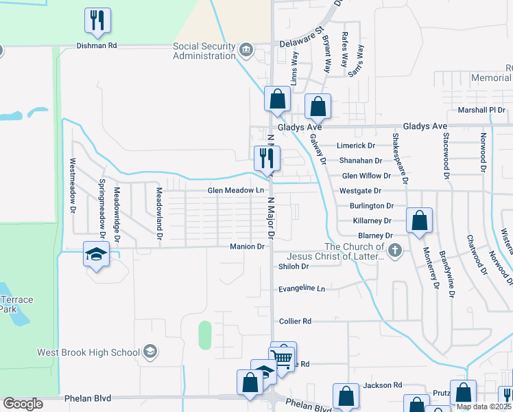 map of restaurants, bars, coffee shops, grocery stores, and more near 1150 2nd Street in Beaumont
