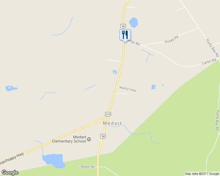 map of restaurants, bars, coffee shops, grocery stores, and more near 2712 Coastal Highway in Crawfordville