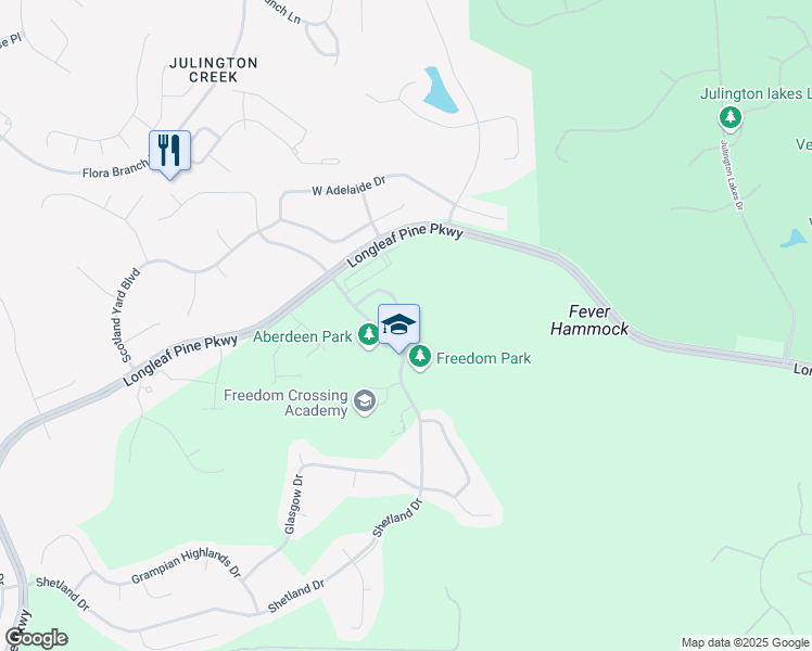 map of restaurants, bars, coffee shops, grocery stores, and more near 280 Leese Drive in Saint Johns