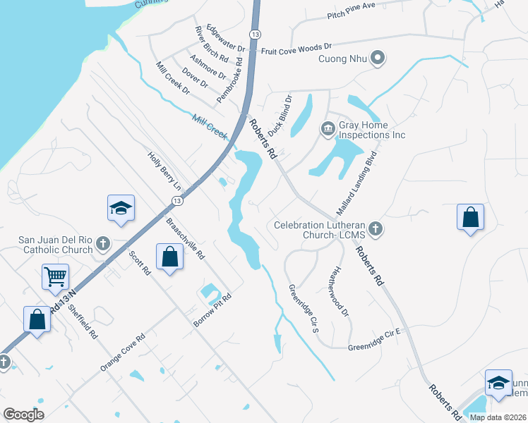map of restaurants, bars, coffee shops, grocery stores, and more near 1404 Wilshire Court North in Jacksonville