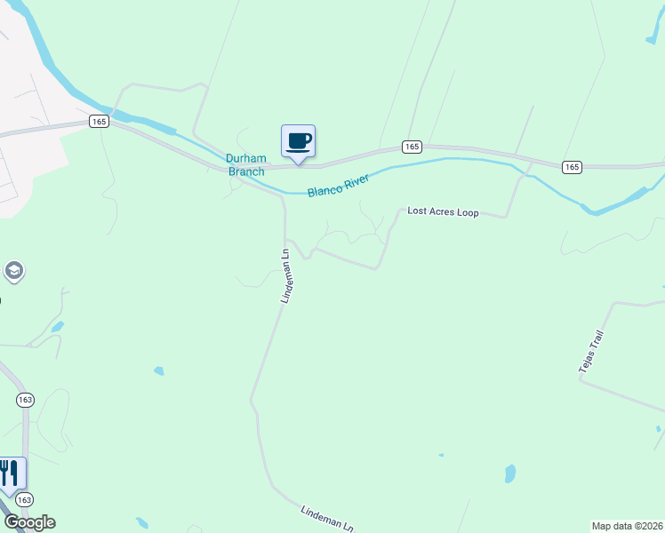 map of restaurants, bars, coffee shops, grocery stores, and more near 887 Lost Acres Loop in Blanco