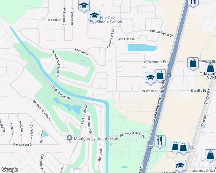 map of restaurants, bars, coffee shops, grocery stores, and more near 24637 Hosford Meadows Drive in Montgomery County